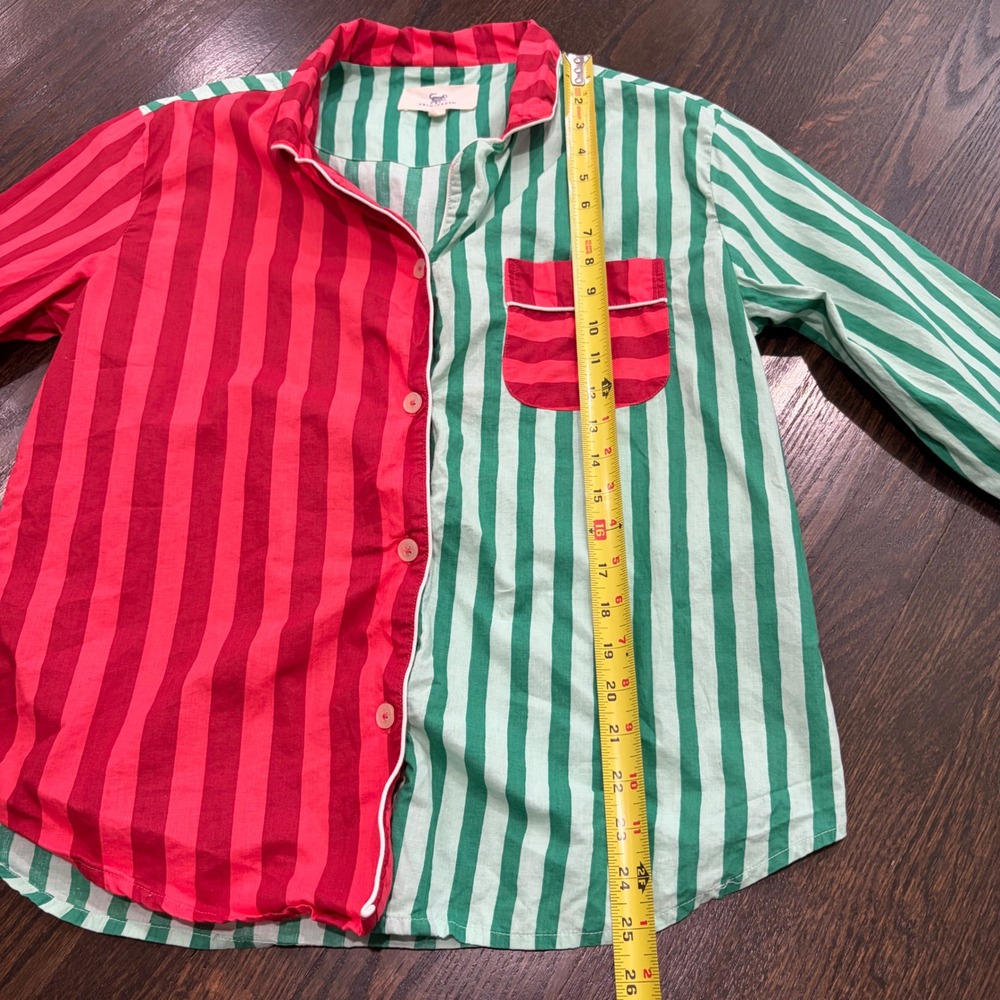 Printfresh Pajama Set Womens Small Red Green Holiday Striped Organic Cotton - Picture 15 of 16
